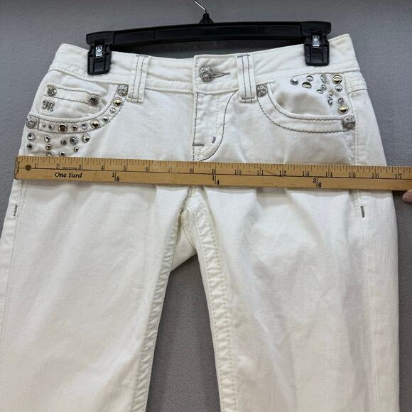 Miss Me Jeans Women's 26 (2) White Boot Cut Embellished Western Wear Summer - Picture 13 of 16